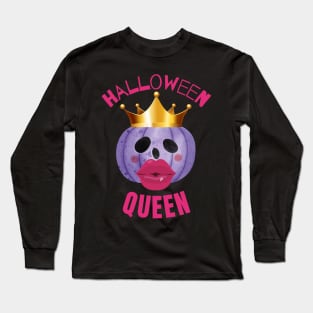 HALLOWEEN QUEEN - Funny Halloween Pumpkin Head | Halloween Costume Long Sleeve T-Shirt